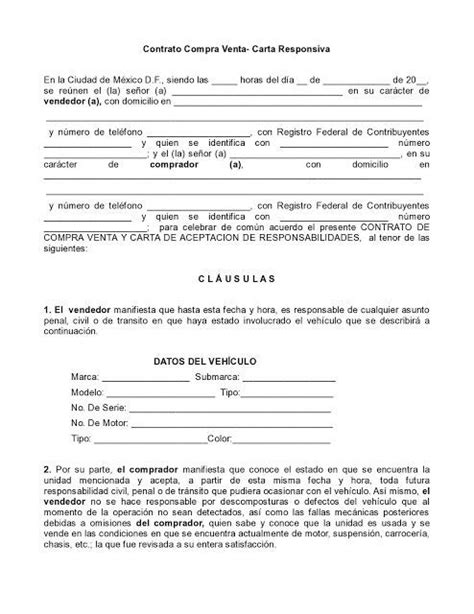 Carta Responsiva De Compra Venta De Vehiculos Pdf Websiteslasopa
