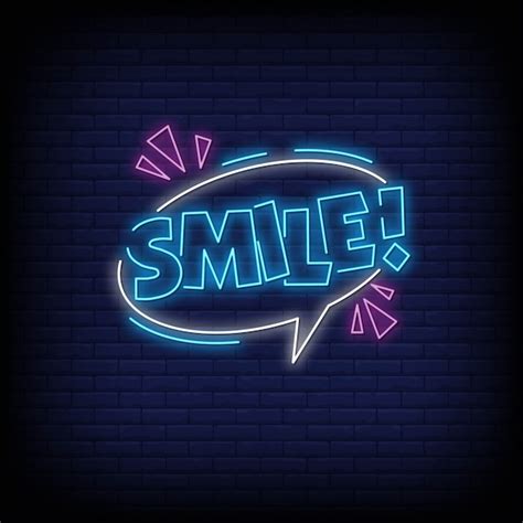 Premium Vector Smile Neon Style Text