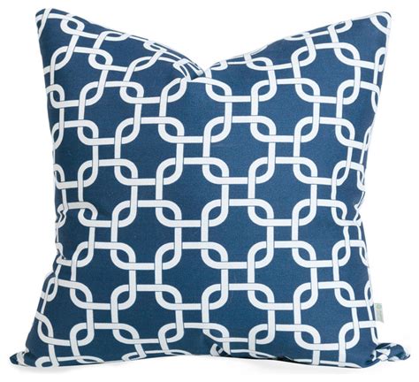 Outdoor Navy Blue Links Large Pillow Modern Outdoor Cushions And