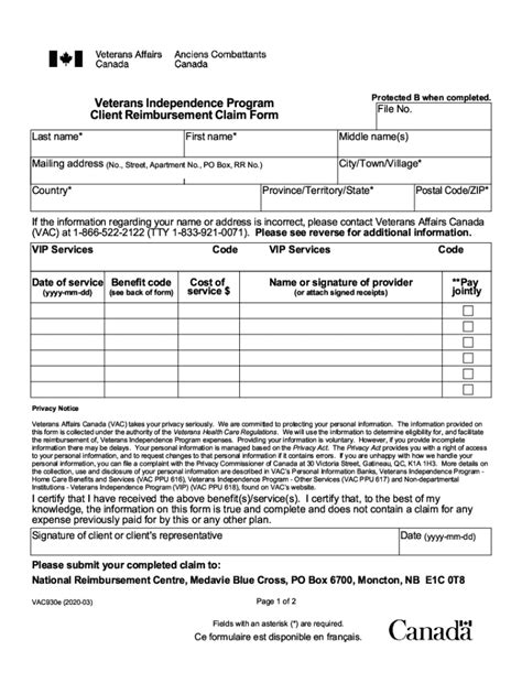 2020 2024 Form Canada Vac 930e Fill Online Printable Fillable Blank