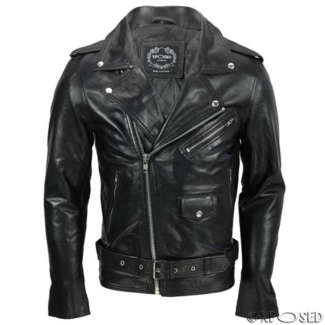 Mens Waxed Soft Real Leather Black Biker Jacket Vintage Classic