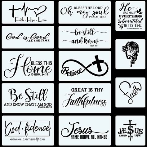 14pcs Christian Stencils Painting On Wood Bible Sign Motivational