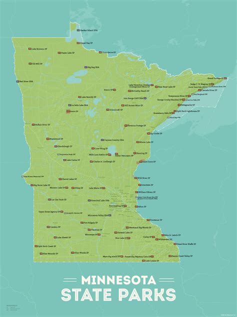 Minnesota State Parks Map 18x24 Poster Best Maps Ever