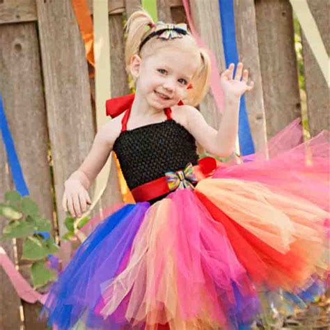 Shoulderless Children Girl Rainbow Dress Princess Little Horse Tutu