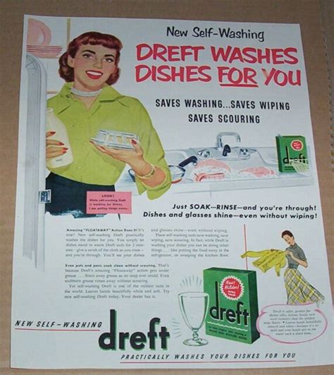 1950 Print Ad Dreft Dishes Dishwashing Laundry Soap Lady Kitchen Art