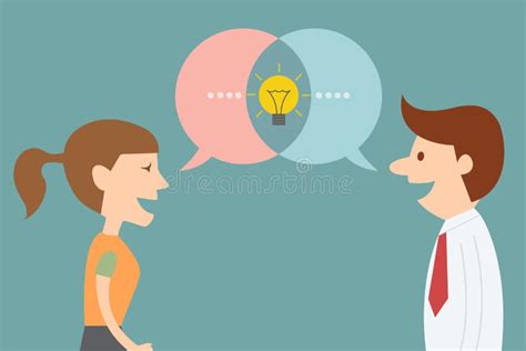 Man And Woman Get Idea When Talking Dialog Stock Illustration