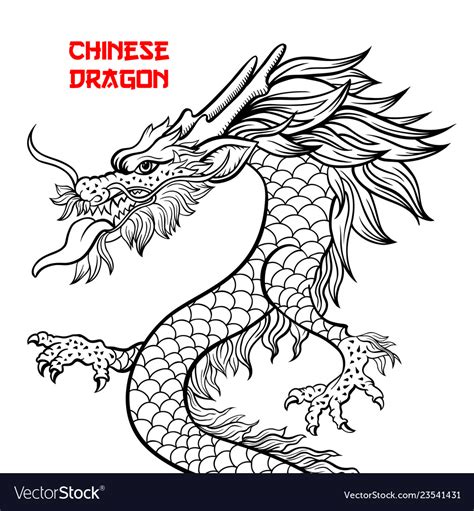 3,000+ vectors, stock photos & psd files. Chinese dragon hand drawn contour drawing Vector Image