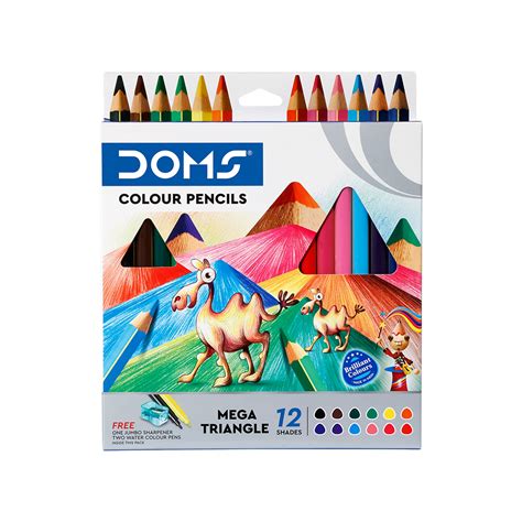 Doms Mega Triangle Colour Pencil 12 Shades Doms