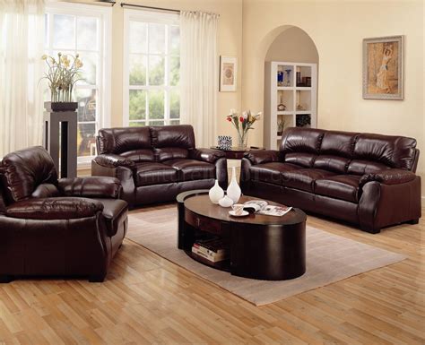 Rich Brown Leather Match Contemporary Living Room Sofa Woptions