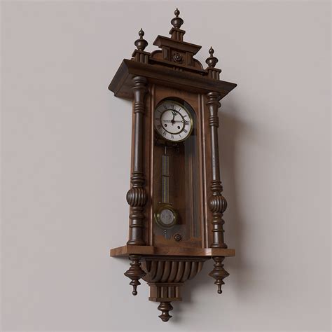 Antique Pendulum Wall Clock 3d Model Max Obj