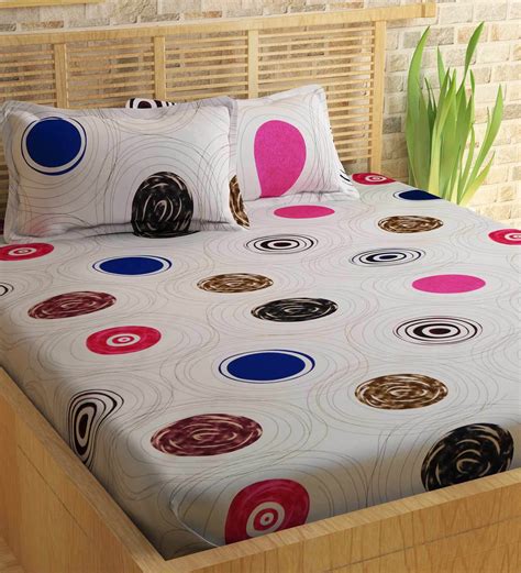Buy Metro Gold Cotton 186tc Double Bedsheet With 2 Pillow Covers By