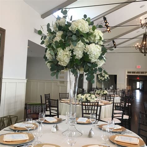 Two Ingredients For This Tall Wedding Centerpiece White Hydrangea And