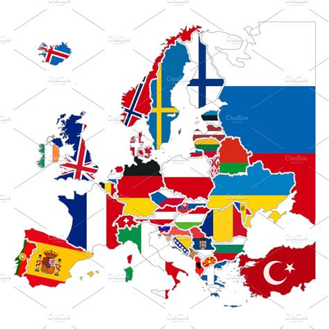 Map Of Europe With Country Flags