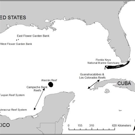 2 Gulf Of Mexico Areas With True Coral Reefs Note That The Campeche