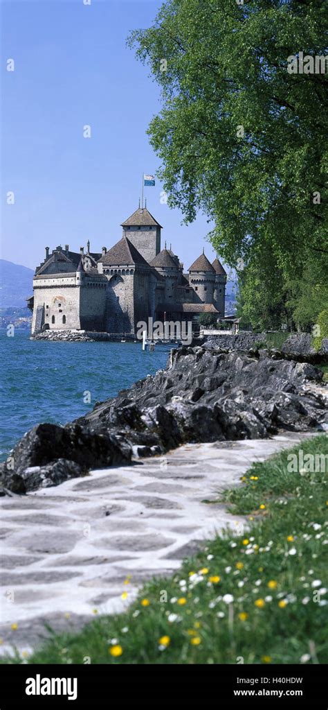 Switzerland Lake Geneva Montreux Castle Chillon Canton Vaud Lake