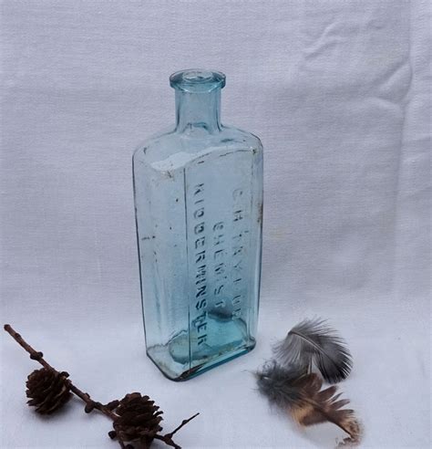 Antique Rare Aqua Glass Bottle Embossed G H Taylor Etsy Uk Aqua