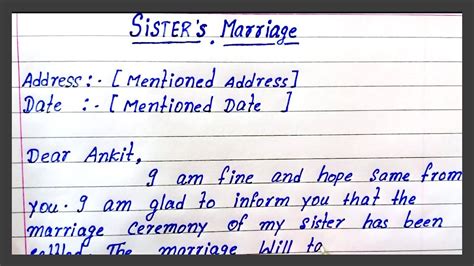 Write A Letter To Your Friend Inviting Him In Sisters Marriage