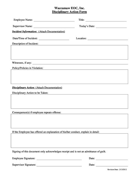 Employee Documentation Form Template Database