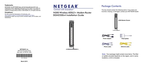 Netgear N300 Wireless Adsl2 Modem Router Dgn2200v4