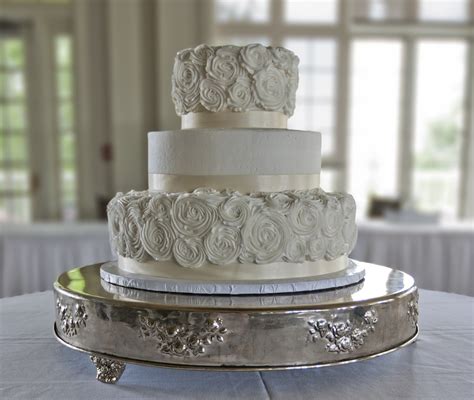 3 Tier Wedding Cake Covered In Fondant With Gumpaste Lace