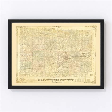 Vintage Map Of Licking County Ohio 1854 By Teds Vintage Art