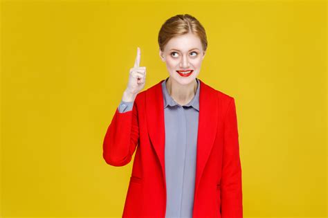 Ginger Red Head Business Woman In Red Suit Have Good Plan Idea Sichtart