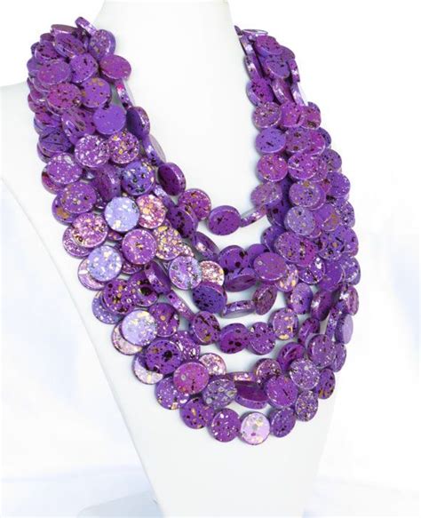 Super Chunky Purple Multi Strand Statement Necklace By