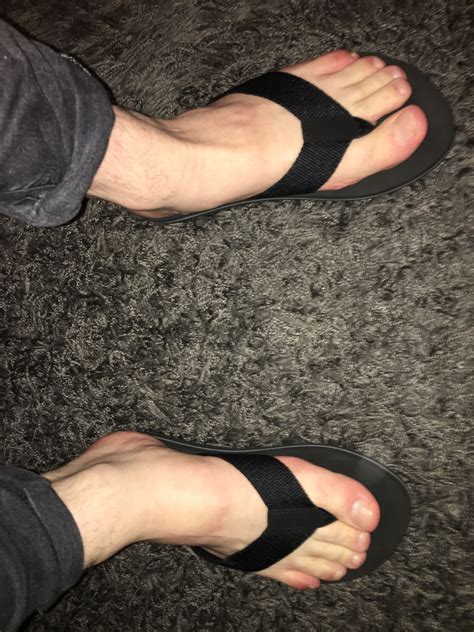 My Feet In Black Flip Flops Male Feet Bare Men Flip Flops Style