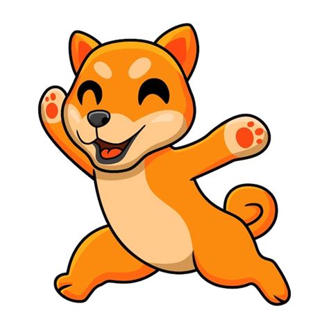 Lindo Shiba Inu Perro Dibujos Animados Posando Vector Premium