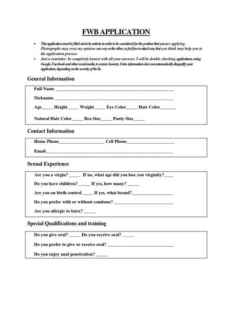 The Official Girlfriend Application Form. 