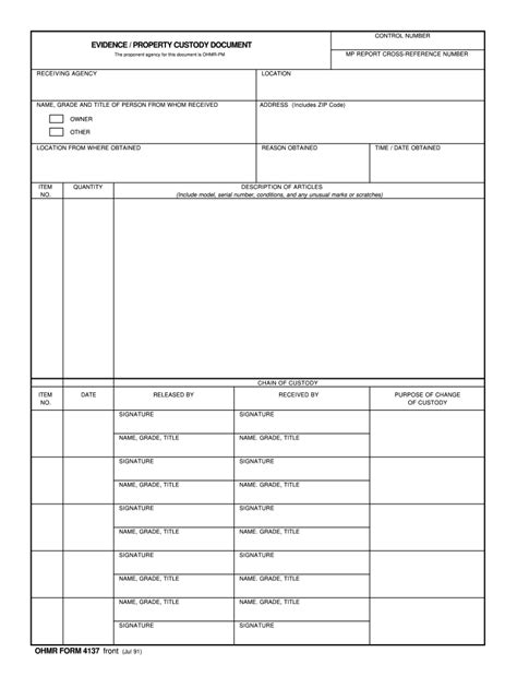 Chain Of Custody Form Printable Printable Forms Free Online