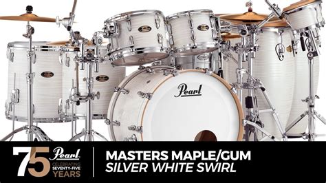 Pearl Masters Maplegum 4pc Drum Set 22101216 Silver White Swirl