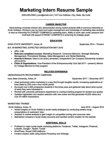 The nuances which goes into making a standard resume will extend to the intern resume as well, but at a somewhat lesser degree. Marketing Intern Resume Sample & Writing Tips | Resume Companion