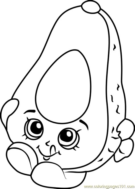 dippy avocado shopkins coloring page  kids  shopkins printable coloring pages