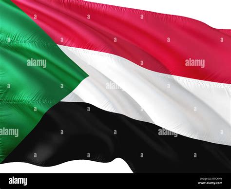 bandera de sudán ondeando en el viento aislado fondo blanco 3d rendering tejido fotografía de