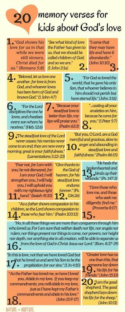 20 Childrens Bible Verses About Gods Love With Free Printable