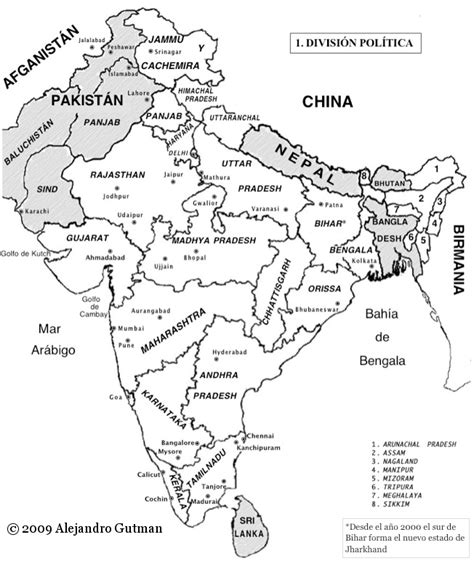 Mapa De La India Con Sus Limites