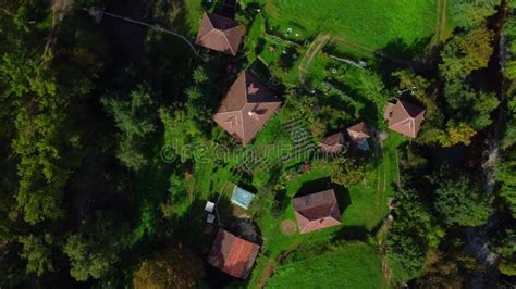 Aerial Fly Over Nature Green Forest Village Stock Footage Video Of