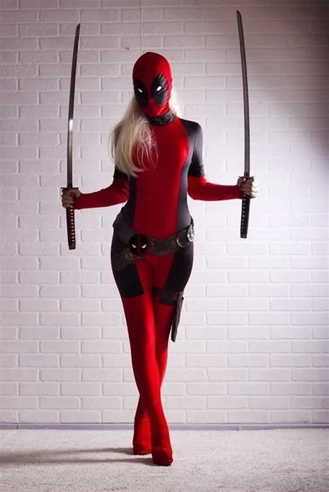 Lady Deadpool Costume Red Full Body Spandex Girl Women Female Heros Deadpool Zentai Suit