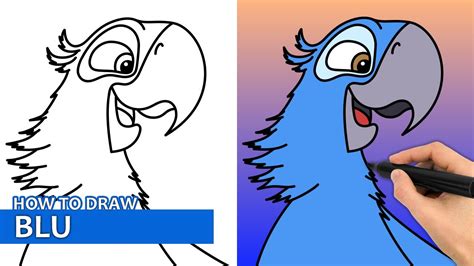 How To Draw Blu From The Movie Rio Easy Drawing Tutorial Youtube