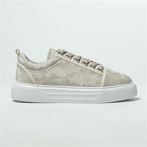 Mens Low Top Sneakers Crowned Shoes Camo Creme