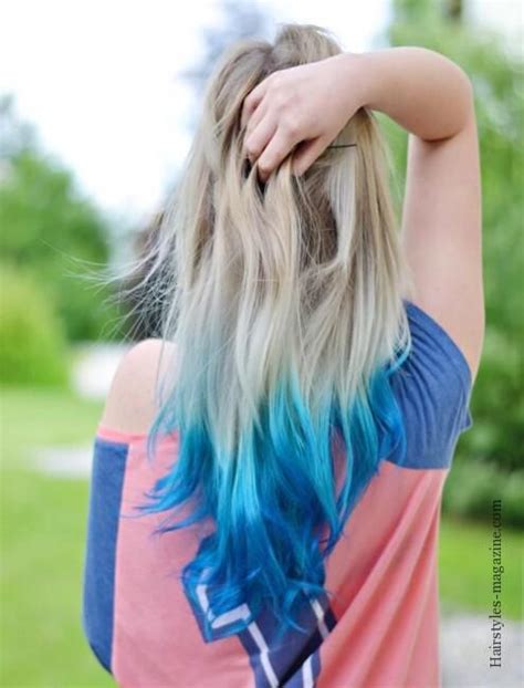 Blue Dip Dyed Hair Dip Dye Hair Hair Styles Blue Dip Dye Hair