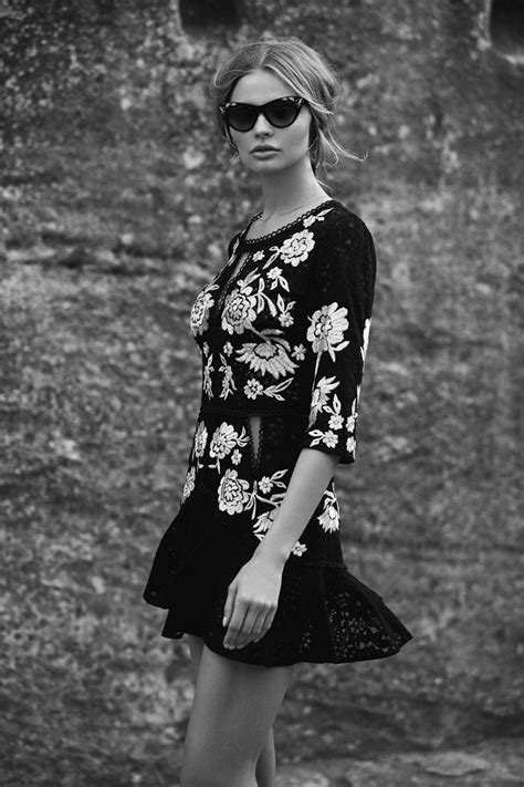 Magdalena Frackowiak Models For Love And Lemons Mallorca Embroidery Dress