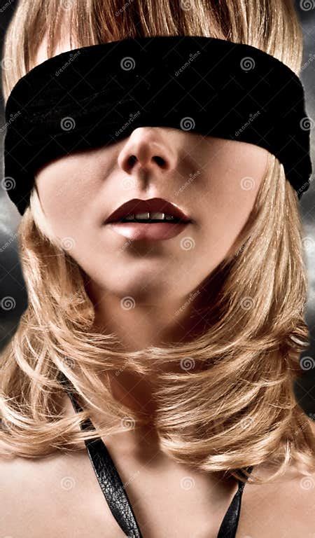 Blindfolded Blond Woman Closeup Stock Image Image Of Lady Black 9873847
