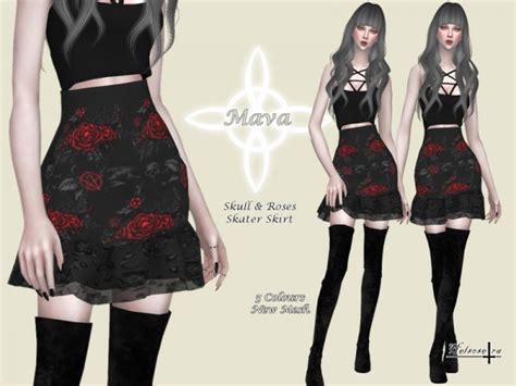 The Sims Resource Mava Gothic Skater Skirt By Helsoseira • Sims 4