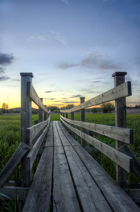 Pathway Between Wooden Bridge Along Rice Field During Daytime Hd