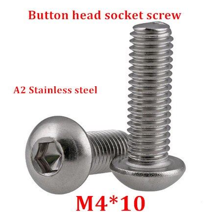 500pcs/lot M4*10 Bolt A2 70 ISO7380 Button Head Socket Screw/Bolt ...