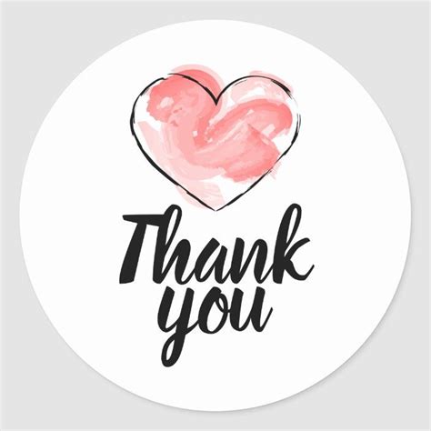 Business Stickers Thank You With Red Heart Classic Round Sticker