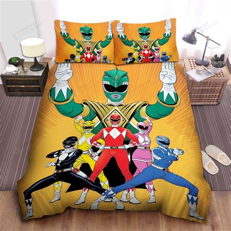 Power Rangers Team Formation In Comic Art Bed Sheets Duvet Cover