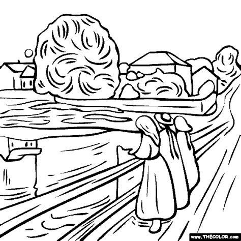 Edvard Munchs Girls On The Bridge Coloring Page Famous Art